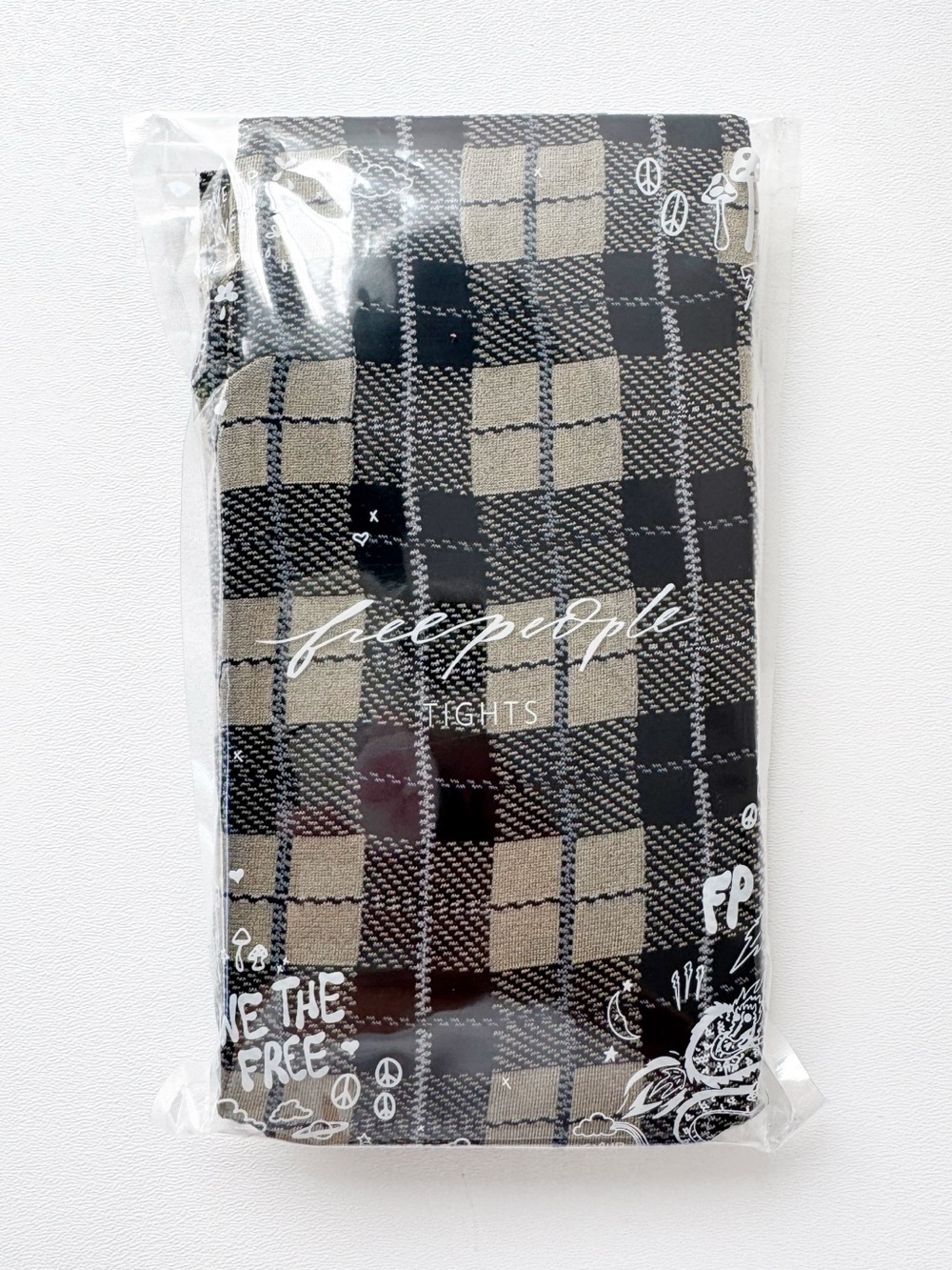 Free People Highland Hues Tartan Tights in Tan/Black | NWT - Picture 4 of 7